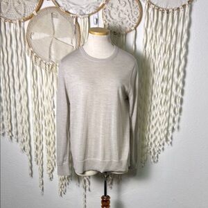 Jenni Kayne Oatmeal Merino Wool Crewneck Sweater Size Large
